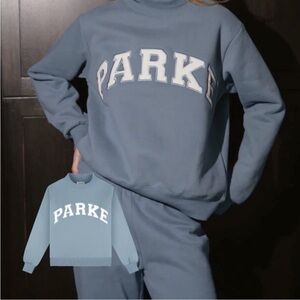 Parke Glacier Blue Sweatshirt with White Lettering